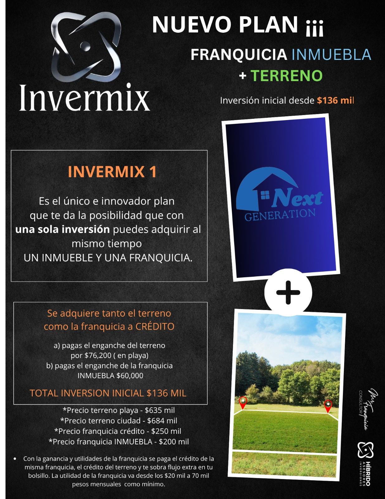 Invermix 1: terreno + franquicia Inmuebla